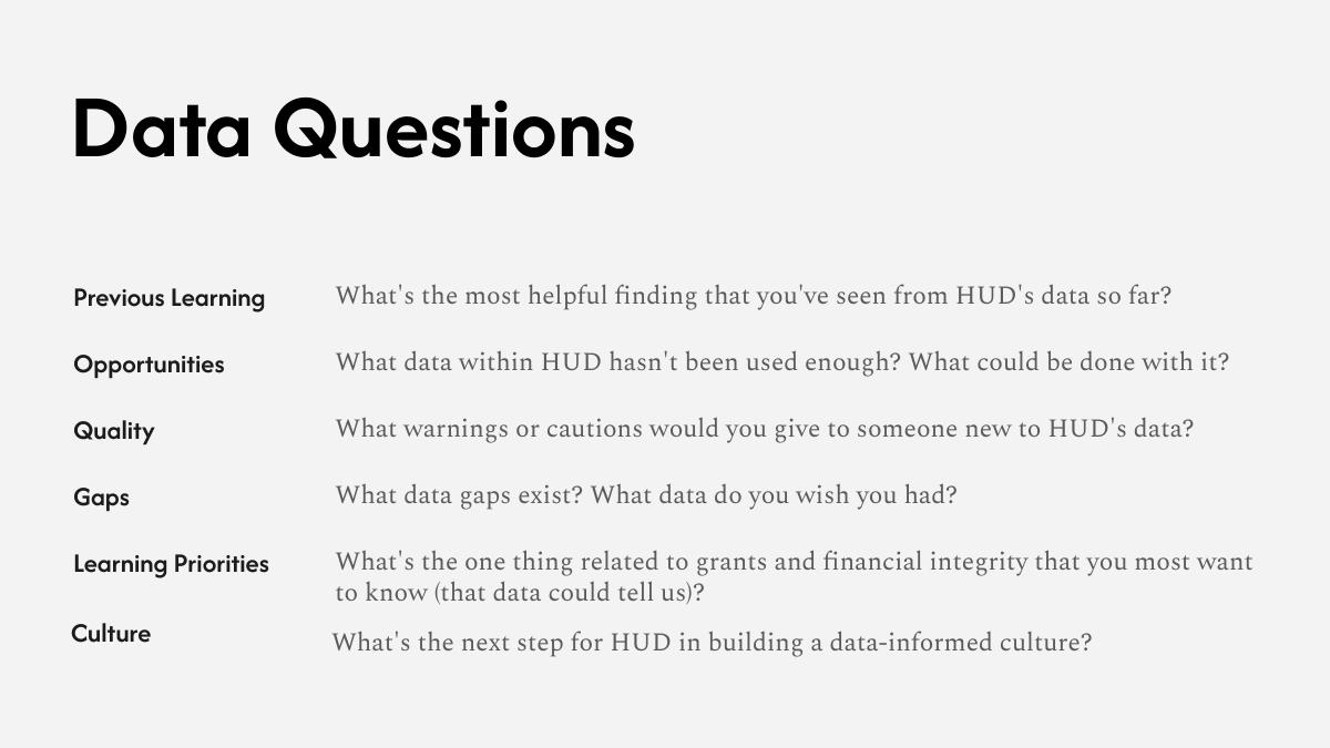 HUD fraud analytics kickoff deck — slide 14 of 15