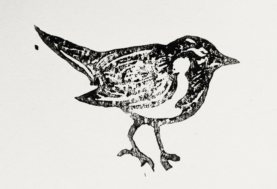Ink print of a bird